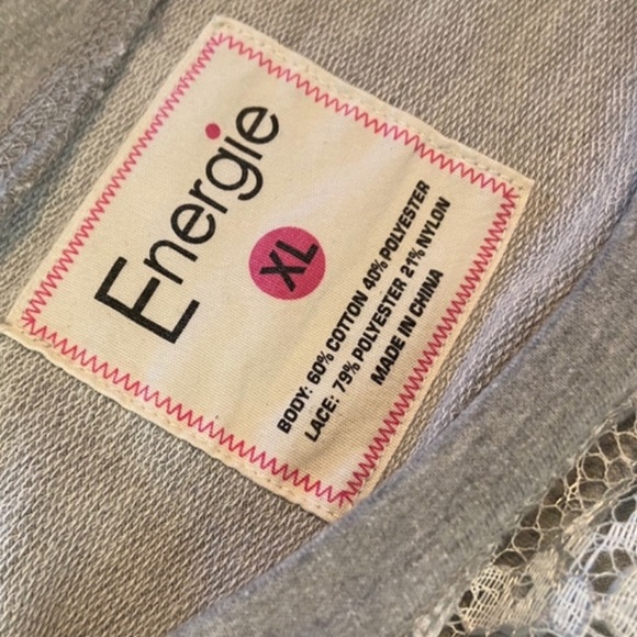 Gray & White Lace Long Sleeve Top Size XL - Picture 7 of 8